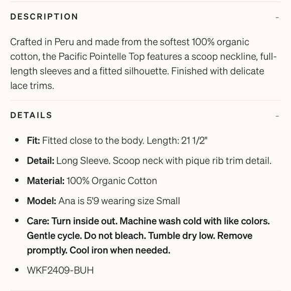 Faherty Pacific Pointelle Top Blush Long Sleeve Feminine Delicate Scoop Neck - Picture 11 of 12